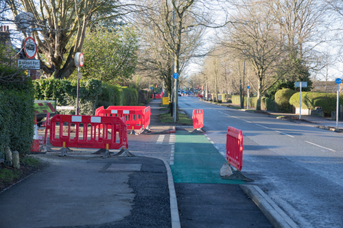 Priority cycle track across Pannal Ash Drive junction