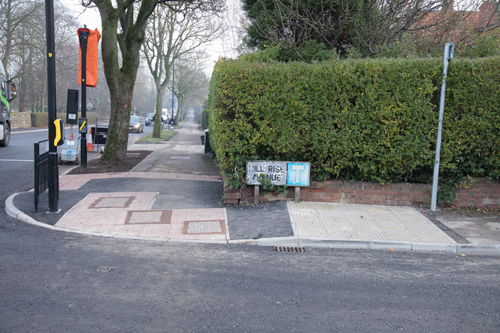 Odd tactile paving stones at Hill Rise Avenue