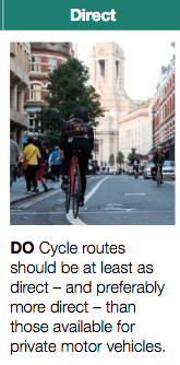 Core Design Principle in LTN 1/20 that cycle routes should be Direct