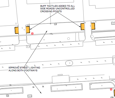 Tactile paving and street lighting