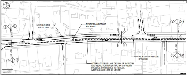 Section of proposed A61 bus lane